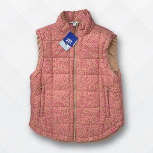 NWT Joy Lab Women’s Quilted Puffer Vest – Pink Leopard Print – Size XS –WJK-1000